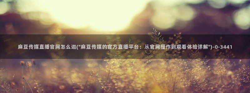 麻豆视频完整版整理：麻豆传媒直播官网怎么进(\